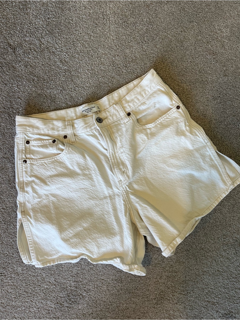 Abercrombie & Fitch High-Waist White Denim Shorts
